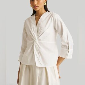 Reistor White Organic Cotton Twist Front Top Size XL